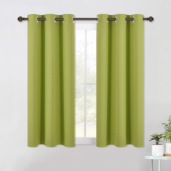 NICETOWN Blackout Curtain Panels for Bedroom, 2 Panels, Fresh Green, W42 x L40-inch, Thermal Insulated Grommet Top Blackout Draperies and Drapes for Basement