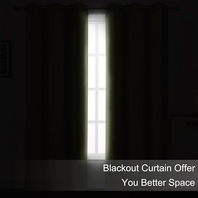 LEMOMO Blackout Curtains 42 x 63 inch/Sage Green Curtains Set of 2 Panels/Thermal Insulated Room Darkening Bedroom Curtains
