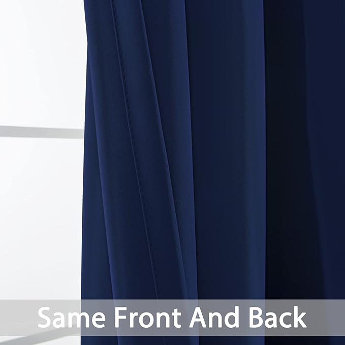 Yakamok Blackout Curtains Room Darkening Thermal Insulated with Grommet Window Curtain for Bedroom/Living Room(62Wx84L, Navy Blue, 2 Panels)
