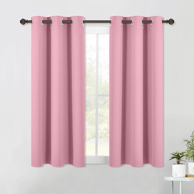 NICETOWN Blackout Curtain Panels for Bedroom, 2 Panels, W42 x L60 inches, Rouge Pink, Thermal Insulated Grommet Top Blackout Draperies and Drapes