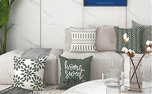 YCOLL Pillow Covers 18x18 Set of 4, Modern Sofa Throw Pillow Cover, Decorative Outdoor Linen Fabric Pillow Case for Couch Bed Car, Aqua Green