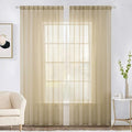 MIULEE 2 Panels Solid Color Sheer Window Curtains Elegant Window Voile Panels/Drapes/Treatment for Bedroom Living Room (54X72 Inches Beige)