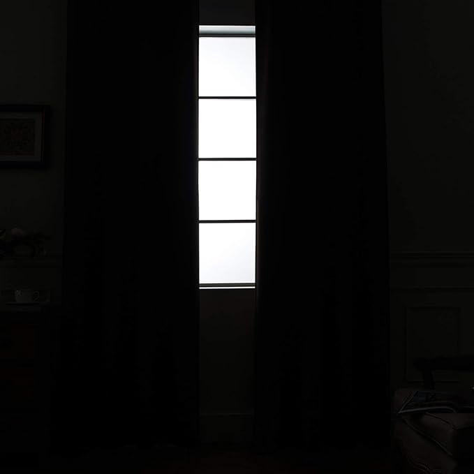 Yakamok Pure White 100% Blackout Curtains, 2 Thick Layers Completely Blackout Curtains Thermal Insulated Noise Reducing Drapes for Bedroom(52Wx96L, Pure White, 2 Panels)