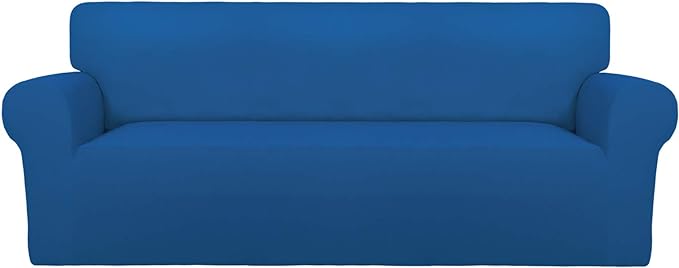PureFit Super Stretch Sofa Slipcover – Spandex Non Slip Soft Couch Sofa Cover, Washable Furniture Protector with Non Skid Foam and Elastic Bottom for Kids, Pets （Sofa, Classic Blue）