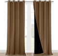 NICETOWN 100% Blackout Curtains for Windows, Pack of 2, Gold Brown, 52" W x 102" L, Super Heavy-Duty Black Lined Total Darkness Drapes for Bedroom, Privacy Assured Window Treatment for Patio
