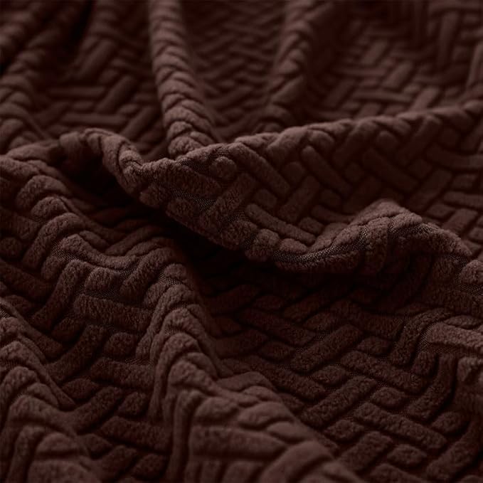 Sofa Covers Couch Covers for Sofa Pet Friendly Couch Cushion Covers Universal Sofa Covers Washable Stretch Slipcovers for Sectional Sofa (Texture Brown, 3 Seats + Chaise Cover)