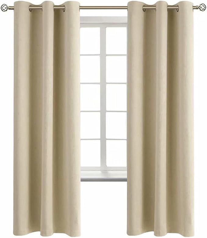 BGment Room Darkening Curtains 72 Inches Long - Grommet Thermal Insulated Drapes Window Treatment Curtains for Bedroom, 2 Panels, 42 x 72 Inch, Beige