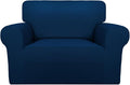 PureFit Super Stretch Sofa Slipcover – Spandex Non Slip Soft Couch Sofa Cover, Washable Furniture Protector with Non Skid Foam and Elastic Bottom for Kids, Pets (Oversized, Navy)