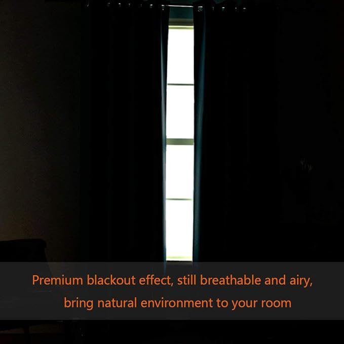 H.VERSAILTEX Blackout Patio Curtains 100 x 96 Inches for Sliding Door Extral Wide Blackout Curtain Panels Thermal Insulated Room Divider - Grommet Top, 8' Tall by 8.5' Wide - Cyan