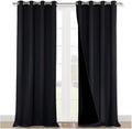 NICETOWN Full Shading Curtains 90 inches Long 2 Panels Set for Windows, Super Heavy-Duty Black Lined Blackout Curtains for Bedroom, Privacy Assured Window Treatment (Black, 52 inches W)