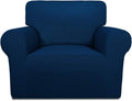 PureFit Super Stretch Chair Sofa Slipcover – Spandex Non Slip Soft Couch Sofa Cover, Washable Furniture Protector with Non Skid Foam and Elastic Bottom for Kids, Pets （Chair, Navy）