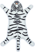 Tiger Print Rug Cartoon Cute Faux Area Rugs Fluffy Animal Print Mat Carpet Kids Small Rugs for Playroom Room Home Decor (2.6x1.8Ft /32.2" Lx21.4 W（54.5x82cm）,White)