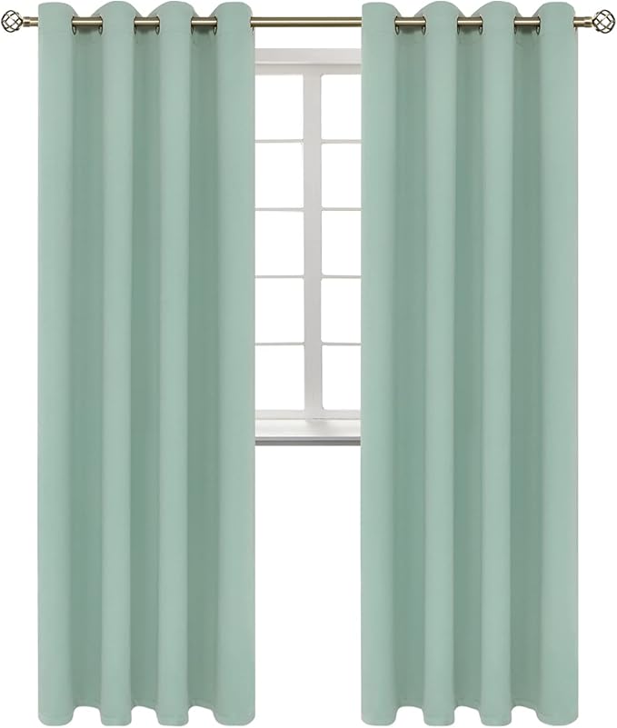 BGment Blackout Curtains - Grommet Thermal Insulated Room Darkening Bedroom and Living Room Curtains, Set of 2 Panels (52 x 108 Inch, Frosty Green)
