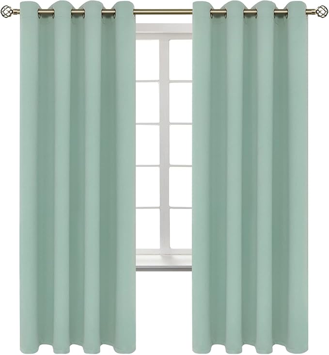 BGment Blackout Curtains - Grommet Thermal Insulated Room Darkening Bedroom and Living Room Curtains, Set of 2 Panels (52 x 72 Inch, Frosty Green)