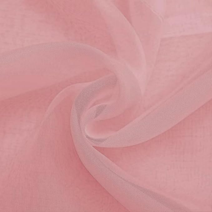 SpaceDresser Sheer Voile Window Treatment Rod Pocket Curtain Panels for Kitchen Bedroom Living Room Drapes Sunlight Filtering Privacy Semi Home Decor Assorted Colors Sizes (Blush, 52 W x 108 L)