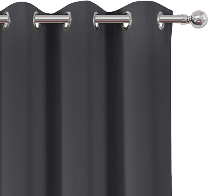 LEMOMO Dark Grey Thermal Blackout Curtains/38 x 84 Inch/Set of 2 Panels Room Darkening Curtains for Bedroom