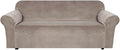 H.VERSAILTEX Stretch Velvet Sofa Covers for 3 Cushion Couch Covers Furniture Protector Soft with Non Slip Elastic Bottom, Crafted from Thick Comfy Rich Velour (Large Sofa 90"-97", Taupe)