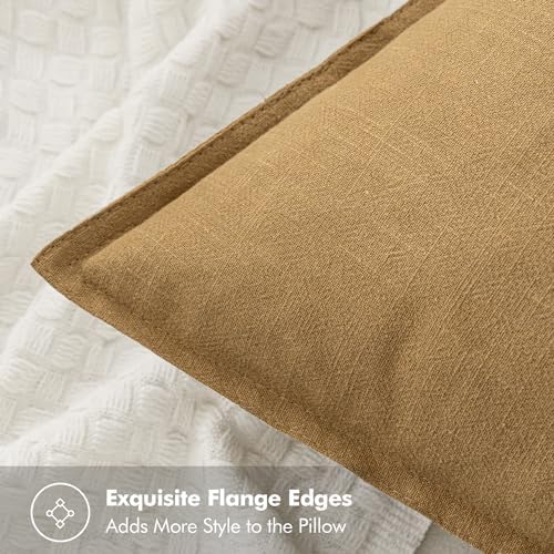 MIULEE Neutral Gold/Brown Linen Pillow Covers Pack of 4 Decorative Natural Throw Pillow Covers Soft Accent Boho Farmhouse Couch Pillowcases Modern Spring Decors for Living Room Bed Sofa 20x20 Inch