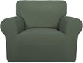 PureFit Super Stretch Chair Sofa Slipcover – Spandex Non Slip Soft Couch Sofa Cover, Washable Furniture Protector with Non Skid Foam and Elastic Bottom for Kids, Pets （Chair, Grayish Green）