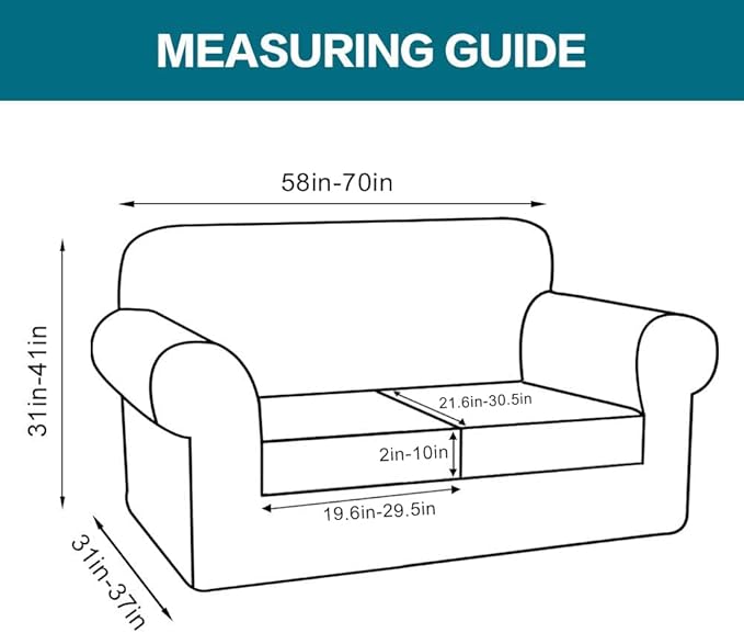 Turquoize 3 Piece Sofa Covers for 2 Cushion Couch Sofa Slipcover Soft Couch Cover for Dogs-Washable Sofa Furniture Covers with 2 Individual Cushion Covers, Thick Jacquard Fabric (Loveseat, Taupe)