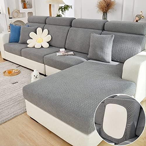 Couch Cushion Covers for Sofa Couch Covers Wear-Resistant Universal Sofa Cover Washable Stretch for Sectional Slipcovers (Texture-Gray,Extra Large Single Seat Cover)