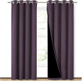 NICETOWN 100% Blackout Curtains 84 inches Long, Plum, 52 inches Wide, Pair of Energy Smart & Noise Blocking Out Drapes for Baby Room Window, Thermal Insulated Guest Room Lined Window Dressing