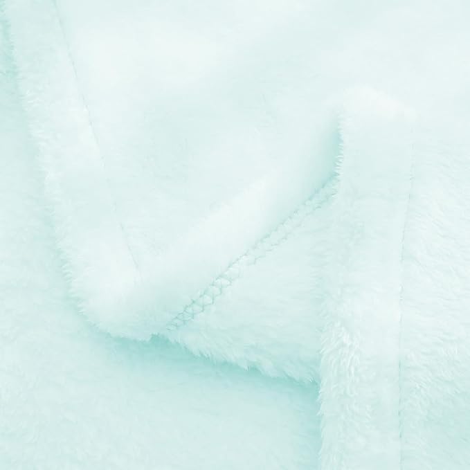 Exclusivo Mezcla Plush Fuzzy Fleece Throw Blanket, Super Soft, Fluffy and Warm Blankets for Couch, Bed, All Season (Mint Green, 40x50 inches)
