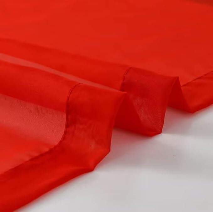 SpaceDresser Basic Rod Pocket Sheer Voile Window Curtain Panels White 1 Pair 2 Panels 70 Width 96 Inch Long for Kitchen Bedroom Children Living Room Yard(Red,70 W x 96 L)
