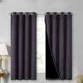 NICETOWN 100% Blackout Curtains 45" Long, Greyish Purple, 1 Pair, 52" Width Each Panel, 2 Thick Layers Completely Blackout Window Treatment Thermal Insulated Lined Drapes for Small Window