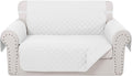 Reversible Loveseat Sofa Covers Couch Cover Furniture Protector(Loveseat,White/White)