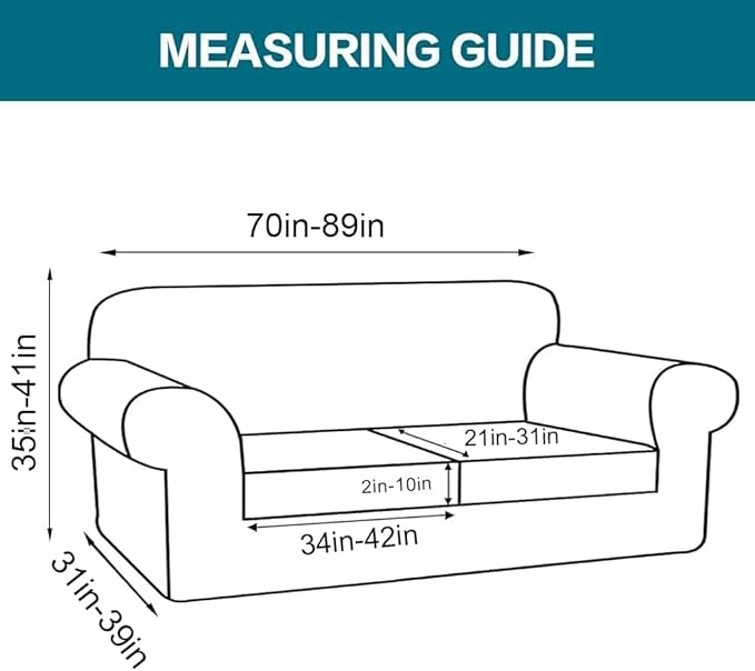 Turquoize 3 Piece Sofa Covers for 2 Cushion Couch Sofa Slipcover Soft Couch Cover for Dogs-Washable Sofa Furniture Cover with 2 Individual Cushion Covers, Feature Fabric (2 Cushion Sofa, Burnt Brick)