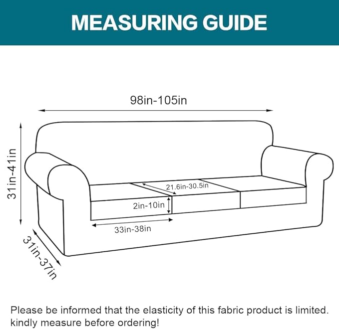 Turquoize 4 Piece Sofa Covers for 3 Cushion Couch Sofa Slipcover Soft Couch Cover for Dogs-Washable Sofa Furniture Covers with 3 Individual Large Cushion Covers, Feature Thick Fabric (XL Sofa, Navy)