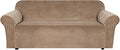 H.VERSAILTEX Stretch Velvet Sofa Covers Large Couch Covers Sofa Slipcovers Furniture Protector Soft with Non Slip Elastic Bottom, Feature Thick Comfy Rich Velour (Extra Wide Sofa 89"-105", Camel)