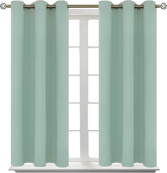 BGment Blackout Curtains - Grommet Thermal Insulated Room Darkening Bedroom and Living Room Curtains, Set of 2 Panels (38 x 54 Inch, Frosty Green)