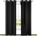 NICETOWN Room Warming Blackout Curtains 80 inches Long, Full Light Blocking Drapes with Black Liner for Nursery, Thermal Insulated Draperies for Hall, Villa (Black, 2 Pieces, 42" Wide Each Panel)