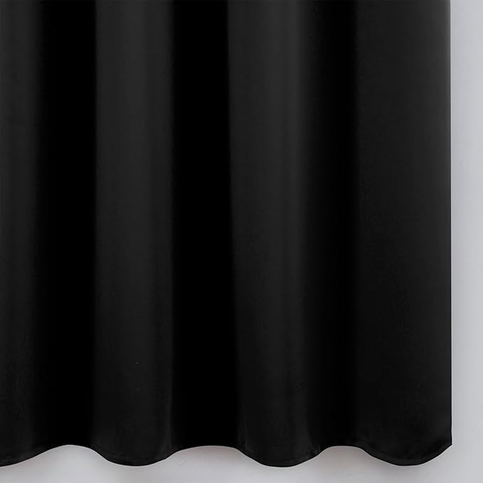 LEMOMO Blackout Curtains 66 x 54 Inch Long Black Curtains Set of 2 Panels Room Darkening Curtains for Bedroom and Living Room