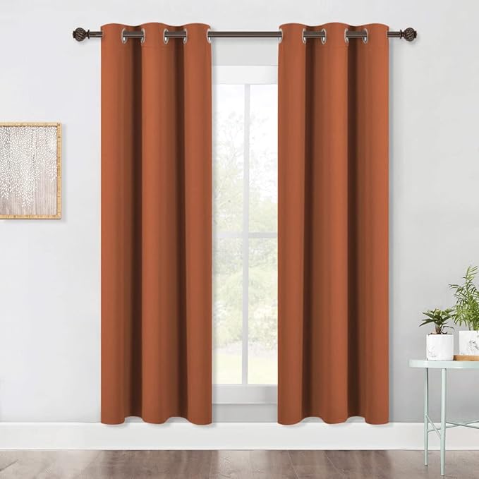 NICETOWN Modern Blackout Curtains Noise Reducing, Thermal Insulated and Privacy Room Darkening Drape Panels for Boy's Guest Room Door Window (Burnt Orange, 2 Panels, W42 x L72 -Inch)