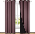 NICETOWN Full Shade Curtain Panels, 37" Wide x 80" Long, Dry Rose, Pair of Thermal Insulated & Energy Efficiency Blackout Drapes for Living Room, Lined Silky Performance Window Dressing