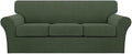 Turquoize 4 Piece Sofa Covers for 3 Cushion Couch Sofa Slipcover Soft Couch Cover for Dogs Washable Furniture Cover with 3 Individual Large Cushion Covers Feature Fabric (Large Sofa, Bronze Green)