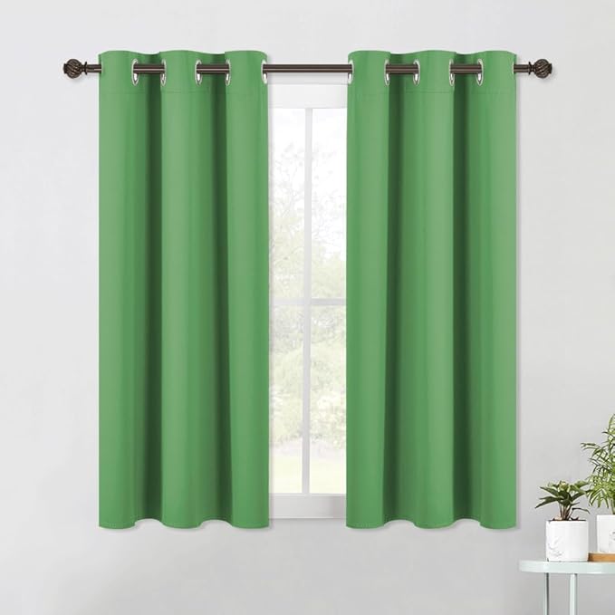 NICETOWN Blackout Window Curtains 60 inch Length 2 Panels, 34 x 60 Inch, Forest Green, Grommet Top Room Darkening Thermal Insulated Solid Vertical Drapes for Bedroom/Kid Room