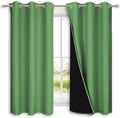 NICETOWN 100% Blackout Short Curtains with Black Liners, 2 Panels, 37" W by 60" L, Forest Green, Solid Thermal Insulated Full Blackout 2-Layer Lined Drapes, Energy Efficiency Window Drapes for Bedroom