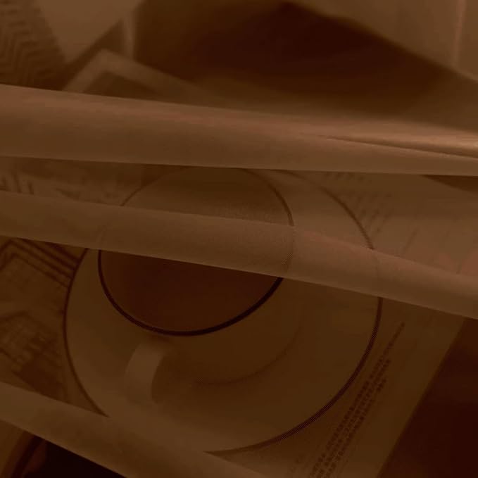 SpaceDresser Sheer Voile Window Treatment Rod Pocket Curtain Panels for Kitchen Bedroom Living Room Drapes Sunlight Filtering Privacy Semi Home Decor Assorted (Brown, 52 W x 45 L)