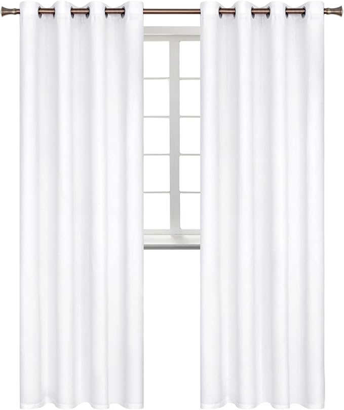 BGment Blackout Curtains - Grommet Thermal Insulated Room Darkening Bedroom and Living Room Curtains, Set of 2 Panels (52 x 108 Inch, Pure White)