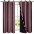 NICETOWN 100% Blackout Short Curtains with Black Liners, 2 Panels, 37" W by 40" L, Dry Rose, Solid Thermal Insulated Full Blackout 2-Layer Lined Drapes, Energy Efficiency Window Draperies for Bedroom