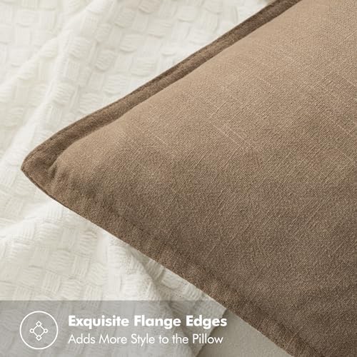 MIULEE Khaki Linen Pillow Covers Pack of 4 Decorative Natural Solid Throw Pillow Covers Soft Accent Boho Farmhouse Couch Pillowcases Modern Spring Home Decors for Living Room Bed Sofa 20x20 Inch