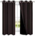 NICETOWN 100% Blackout Short Curtains with Black Liners, 2 Panels, 37" W by 63" L, Toffee Brown, Solid Thermal Insulated Full Blackout 2-Layer Lined Drapes, Energy Efficiency Window Drapes for Bedroom