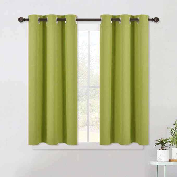 NICETOWN Blackout Curtain Panels for Living Room, Thermal Insulated Solid Grommet Top Blackout Draperies/Drapes for Window (1 Pair, 42 x 45 Inch in Fresh Green)