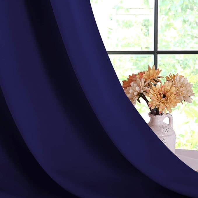 NICETOWN Living Room Blackout Draperies Curtains, Window Treatment Energy Saving Thermal Insulated Solid Grommet Blackout Draperies/Drapes (1 Pair, 42 by 72-Inch, Royal Blue)