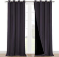 NICETOWN 100% Blackout Blinds, Set of 2, 46" x 96", Greyish Purple, Laundry Room Decor Window Treatment Curtains for Large Patio Sliding Door, Thermal Insulated Curtains for Bedroom
