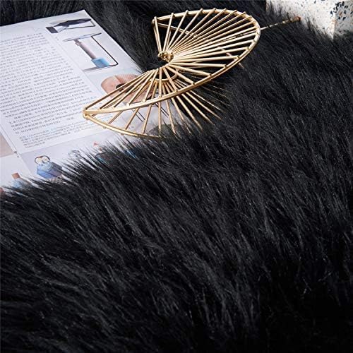 EasyJoy Ultra Soft Fluffy Shaggy Area Rug Faux Fur Rug Chair Cover Seat Pad Fuzzy Area Rug for Bedroom Floor Sofa Living Room (2 x 3 ft Sheepskin, Black)